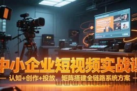 （15249期）中小企业短视频实战课，认知+创作+投放，矩阵搭建全链路系统方案