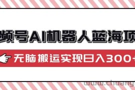 （14107期）视频号AI机器人蓝海项目，操作简单适合0基础小白，无脑搬运实现日入300+