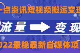 （4236期）一点资讯自媒体变现玩法搬运课程，外面真实收费4980