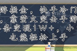 （12892期）手游掘金，快手冷门玩法，靠萤火突击手游，单条变现1W+，小白也能轻松上手