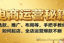 电商运营秘籍：选款、推广、布局等，手把手教你如何起店、全店运营爆款不断