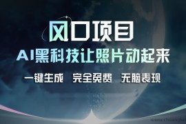 （11646期）风口项目，AI 黑科技让老照片复活！一键生成完全免费！接单接到手抽筋…