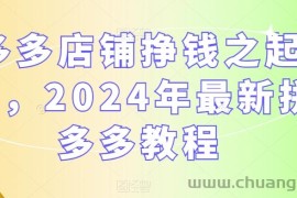 多多店铺挣钱之起店，2024年最新拼多多教程