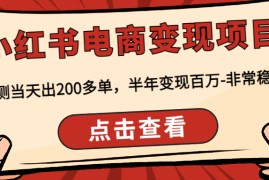 （4579期）小红书电商变现项目：实测当天出200多单，半年变现百万-非常稳定