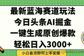 （15072期）今日头条2025年最新蓝海玩法，一键生成爆款，轻松实现矩阵日入3000+