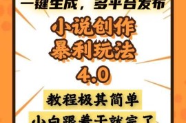 （13706期）小说创作暴利玩法4.0，一键生成，多平台发布，课程极其简单，小白一学…