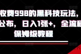 外面收费998的黑科技撸金玩法，限时公布，日入1张+，全流程保姆级教程【揭秘】