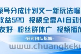 视频号分成计划又一新玩法火爆日均收益5张