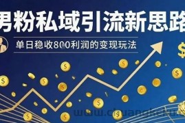男粉私域引流新思路，单日稳收8张利润的变现玩法