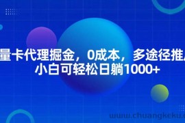 流量卡代理掘金，0成本，多途径推广，小白可轻松日躺1000+