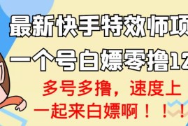 【高端精品】最新快手特效师项目，一个号白嫖零撸120块，多号多撸