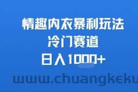 情趣内衣暴利玩法，冷门赛道，日入1k+
