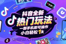 抖音全新热门玩法，一部手机即可操作，小白轻松1k【揭秘】