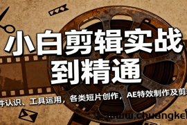 小白剪辑实战到精通，含软件认识、工具运用，各类短片创作，AE特效制作及剪辑技巧