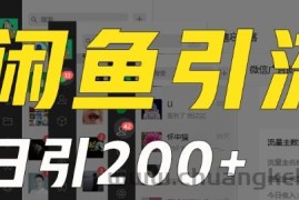 外面收费6980闲鱼引流法，日引200+创业粉，每天稳定2000+收益，保姆级教程（适合居家创业）