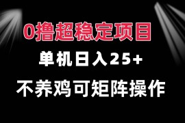 （13355期）0撸项目 单机日入25+ 可批量操作 无需养鸡 长期稳定 做了就有