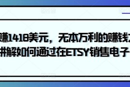 轻松赚1418美元，无本万利的赚钱方法，独家讲解如何通过在ETSY销售电子书赚钱