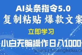 （13960期）2025年头条5.0AI指令改写教学复制粘贴无脑操作日入1000+