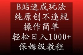 B站速成玩法，纯原创不违规，操作简单，轻松日入1000+，保姆级教程【揭秘】