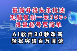 AI头条最新玩法，复制粘贴单号搞个300+，批量起号随随便便一天四位数，超详细课程