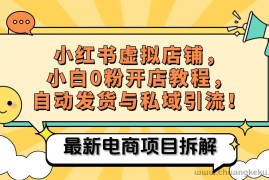 小红书电商，小白虚拟类目店铺教程，被动收益+私域引流