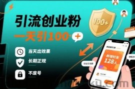 引流创业粉，一天引100+，当天出效果，长期正规，不废号