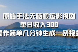 原始手法无脑搬运影视剧，单日收入300，操作简单几分钟生成一条视频