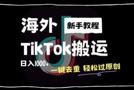 2024最新海外TikTok搬运玩法，一键去重轻松过原创，新手无经验也能日入1k【揭秘】