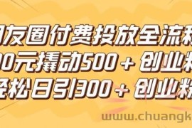 朋友圈高效付费投放全流程，100元撬动500+创业粉，日引流300加精准创业粉【揭秘】