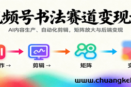 视频号书法赛道变现课：AI内容生产、自动化剪辑，矩阵放大与后端变现