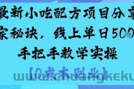 最新小吃配方项目分享独家秘诀，线上单日5张，手把手教学实操
