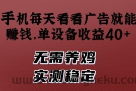 手机每天看看广告就能挣钱，单设备收益40+，无需养鸡，实测稳定【揭秘】