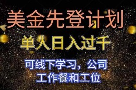 （16559期）美金先登计划 单人日入过千 可线下学习，公司工作餐和工位