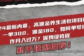 2024最新内幕，高佣金养生汤包项目解密，一单300，佣金180，如何单号操作月入过万？保姆级教程【揭秘】