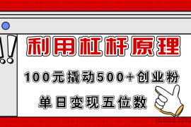 （11859期）利用杠杆100元撬动500+创业粉，单日变现5位数