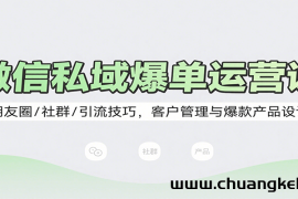 微信私域爆单运营课：朋友圈/社群/引流技巧，客户管理与爆款产品设计