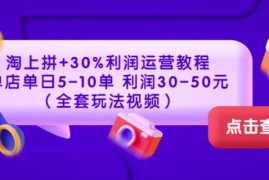 淘上拼+30%利润运营教程：单店单日5-10单利润30-50元（全套玩法视频）