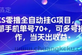 KS零撸全自动挂G项目，一部手机单号70+，可多号操作，当天出收益【揭秘】