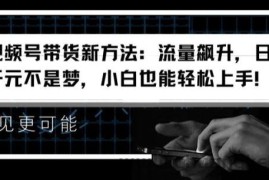 视频号带货新方法：流量飙升，日入千元不是梦，小白也能轻松上手【揭秘】