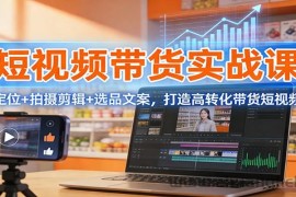 短视频带货实战课：定位+拍摄剪辑+选品文案，打造高转化带货短视频