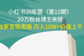 （4172期）小红书训练营（第10期）20万粉丝博主亲授：独家变现思路 月入10W+价值上千