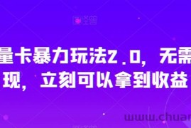 秒反流量卡暴力玩法2.0，无需次月提现，立刻可以拿到收益【揭秘】