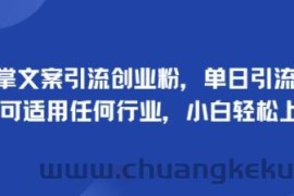 手掌文案引流创业粉，单日引流100+，可适用任何行业，小白轻松上手
