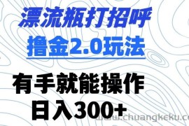 漂流瓶打招呼撸金2.0玩法，有手就能做，日入300+【揭秘】