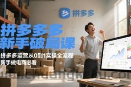 拼多多新手破局课，拼多多运营从0到1实操全流程，新手做电商必看