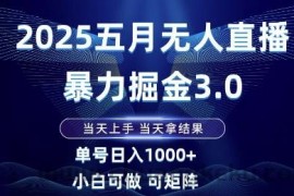 2025五月无人直播暴力掘金3.0，当天上手，当天拿结果，单号日入1k+小白可做可矩阵【揭秘】