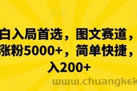 小白入局首选，图文赛道，一周涨粉5000+，简单快捷，日入200+