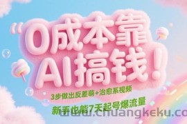 0成本靠AI搞钱！3步做出反差萌+治愈系视频，新手也能7天起号爆流量