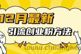 12月最新引流创业粉方法，方法非常简单，适用于多平台