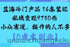 蓝海冷门产品：16条笔记私域变现9750米小众赛道，操作的人不多
